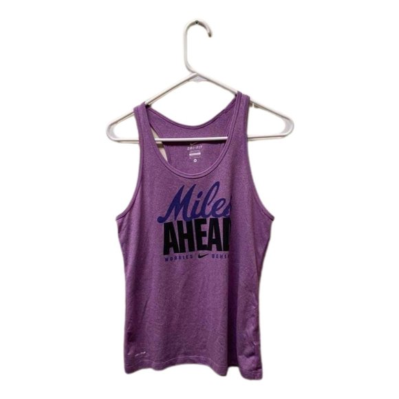 Nike Dri Fit Light Purple Top "Miles Ahead" w Swish Logo - Picture 3 of 5